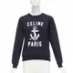 [二手] CELINE Anchor navy cotton cashmere logo print crew long sleeve sweatshirt XS