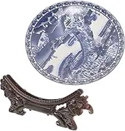 1 Set Elegant Ceramic Plate Decor with Stand Traditional Chinese Style Display Plate for Home Decoration and Easy to Clean for Artistic Showcase Present