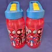 New Lot 2 PIDEY Kids CUPS Travel Water Bottle Drink Lid Straws Spiderman ZAK