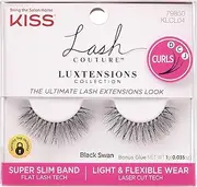 KISS Lash Couture LuXtensions Collection False Eyelashes, Flat Lash Technology, Super Slim Lash Band, Real Lash Extension Fibers, Reusable, Contact Lens Friendly Strip Lashes, Style Black Swan, 1 Pair