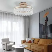 Modern Ceiling Fan Light Invisible 3-Color LED Chandelier Dimmable Lamp & Remote