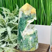 Moss Agate Tower Healing Crystal Generator 1354g 199mm