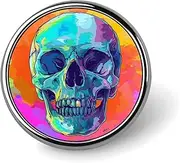 [FZMVSQH] Cartoon Style Skull Printed Round Button Pin Badges Metal Pinback Buttons 1 Inch Pins for Hat Shirt Clothing Bags Decoration, Circular, Aluminum, Circular, Aluminum