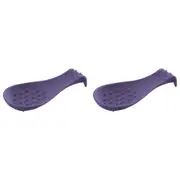 2x Dexas 25.5cm Silicone Spoon Rest Home/Kitchen Cooking Utensil Holder Purple