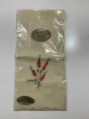 Vintage St Clare Guest Towel With Australian Wildflowers Bottle Brush Embroidery