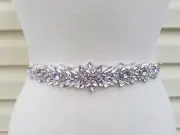 Wedding Belt, Bridal Belt, Crystal Rhinestones, Opal & LILAC colored Stones