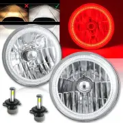 COB Red LED Halo Headlights 6K 4000Lm LED Light Kit Fits 76-2016 Jeep Wrangler (for: Jeep)