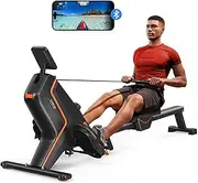 UTRYUP Magnetic/Water Rowing Machines for Home, Compact and Saves Space - Vertical/Folding Storage, 350 LB Weight Capacity with Bluetooth App Supported, Tablet Holder and Comfortable Seat Cushion