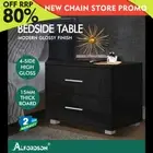 ALFORDSON Bedside Table Nightstand 4 Side High Gloss Black Side End Table