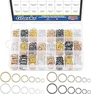 Glarks 1000Pcs 8mm 10mm 12mm 15mm 18mm Twisted O-Ring Set, 4 Colors Open Jump Rings Jewelry Keychains for Chandelier, Curtain, Suncatchers, Crystal Garland, Necklaces, Keys