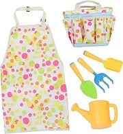 HOOTNEE 1 Set Gardening Tool Kit with Rake Shovel Trowel Watering Can Apron Tote Bag for Digging Planting Play Activities