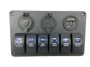 Pactrade Marine Car truck RV Boat 6 Gang Blue LED Rocket Switch Panel 12/24V