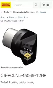 Sandvik Capto C6 Indexable Turning Head 65mm Pro C6-PCLNL-45065-12HP