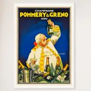 Galrie Vintage Champagne Pommery and Greno Reims Advertising Poster for Home Decor, White Frame, A4 21 x 30cm (8 x 12inch)