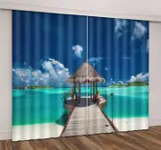 Beautiful City By Sea 3D Curtain Blockout Photo Printing Curtains Drape Fabric