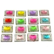 100 Mixed Color Acrylic Flatback Square Rhinestone Gems 14X10mm Cone Center