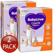 2 x Babylove Cosifit Nappies Size 5 Walker 12-17Kg Unisex Baby Nappy 54 Pack