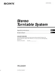 Sony PS-LX250H Turntable Owners Manual
