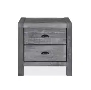 Table Nightstand End Wood Bedside Storage Drawers Bedroom Grey Cabinet Modern