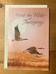 Vtg THANKSGIVING Canadian Geese "Missing You Miles Away" Greeting Card UNUSED