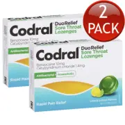 2 x Codral Duo Relief Sore Throat Lozenges Antibacterial Anaesthetic 16 Pack