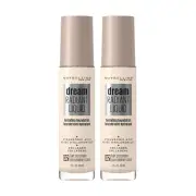2x Maybelline Dream Radiant Liquid Foundation 30ml 02 Fair Porcelain