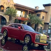 Scale Finished Model Car for Rolls-Royce Luxury Car 1:24 Die-cast Alloy Miniature Sound and Light Simulation Vehicle Gifts Miniature Replica Car(Red)