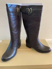 NATURALIZER Women's Dark Brown Hunter Oxford Tall Leather Boots Size 6.5 *NEW*