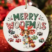 Merry Woofmas Basenji Dog Paws Lover Christmas Ornament Gift Tree Decor Hanging