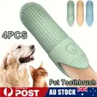 4X Dog Cat Super Soft Pet Finger Toothbrush Teeth Silicone Brush Care Cleaning