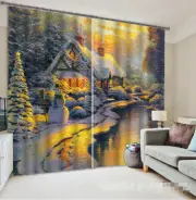 3D Snow house6 Blockout Photo Curtain Printing Curtains Drapes Fabric Window AU