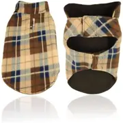 Small Creature 16inch Comforts Pet Apparel Reversible Pet Jacket Dog Vest Plaid - Brown
