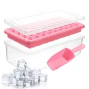 Ice Cube Tray With Lid & Bin | BPA Free Silicone Ice Cube Tray With Lid, Cont...