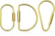 [WADY] 3Pcs Brass Key Chain Ring Screw Lock,Brass Key Ring Gold Screw Lock Clip,Durable Simple Brass Keychain Holder Brass Key,Brass Screw Lock Keychain,Simple Shaped Keychain Hooks for Men Women