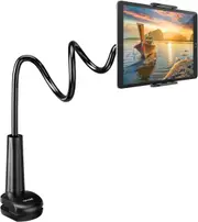 Adjustable Gooseneck Tablet Holder for Bed - Compatible with iPad, Galaxy, Kindle, Switch