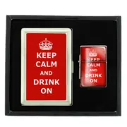 KEEP CALM D7 CIGARETTE CASE / WALLET & LIGHTER GIFT SET
