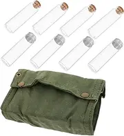 KOMBIUDA Outdoor Spice Bottle Set 4 Glass Jars Camping BBQ Seasoning Organizer Portable Condiment Bag Travel Picnic Accessory Compact Camp Kitchen