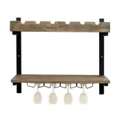 Alaterre Furniture Wine Glass Holder Rack Bar Storage Wall Mounted Wood 6 Bottle