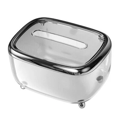 (Black)Tissue Box Transparent Napkin Box Simple Creative Storage Box Fixed Li