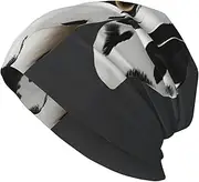 [QMNKLET] Beanie Hats for Men Women Soft Knit Cuffed Beanie Dalmatian Skull Cap Headwear Ski Hat Black, Black, One Size