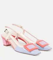 [Roger Vivier] Roger Vivier Belle Vivier patent leather slingback pumps AU 7 multicoloured