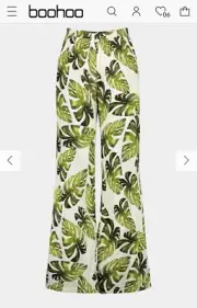 BooHoo Palm Print Wide Leg Pants size 20 BNWT