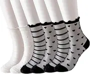 [Daisy & Dino] Nylon Socks Fashion Ankle Sheer Socks Women Dress Socks for Loafers Sandals, Thin Mesh Socks Unique & Stylish
