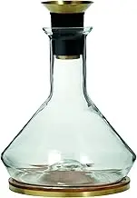 RBT Decanter with Wooden Coaster, Black/Gold/Clear, 89204
