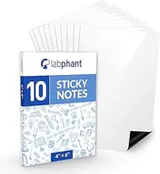 labphant Dry Erase Sticky Notes - 10 Pack of 4x6 Inch; Adhesive Free Reusable Whiteboard Stickers for Smooth Surfaces; No More Paper Post Notes - Reusable Home and Office Product (White, 4 x 6)