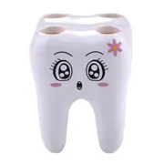 2 PCS Cartoon Teeth Shape 4 Holes Toothbrush Holder Stand Brush Rack Tooth Brush Shelf Shaving Razor Storage Holder