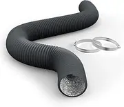 iPower Flexible 3 Inch 8 Feet Aluminum Ducting 4 Layer Protection Dryer Vent Hose for HVAC Heating Cooling Ventilation and Exhaust, 2 Clamps Included, Gray