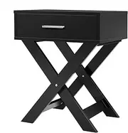 ALFORDSON Bedside Table Nightstand Cabinet French Country Style Camille Organiser with Drawer Wooden Storage Side Chest Table Bedroom for Living Room Hallway (Black)