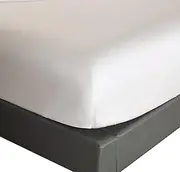 Aulaire 60s / 800TC 100% Bamboo Lyocell Fabric Fitted Sheet (Double Size) (Snow White, Double)