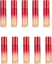YORROR 10 Packs 10ml Gradient Color Essential Oil Roller Bottles,Thick Glass Empty Refillable Roll On Bottles with Stainless Steel Roller Balls for Travel,Fragrance,Perfume, Essential Oil (Red)